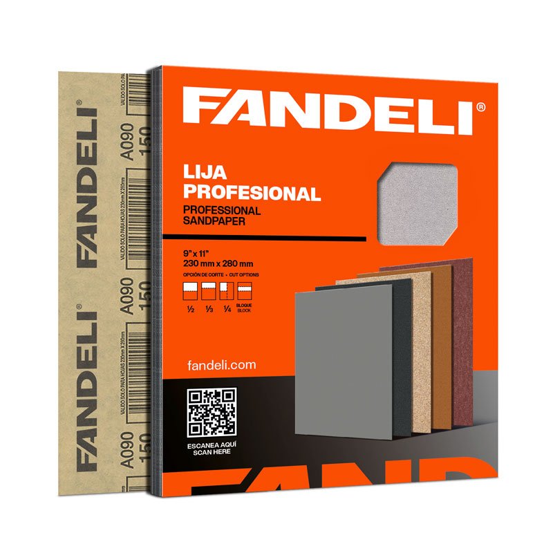 Caja de lijas para yeso FANDELI A090 recomendada como lija para pared de yeso en proyectos de preparación y acabado.