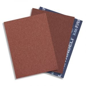Lija para metal y madera FANDELI X-86 con respaldo de lija de tela, ideal para lijado general y preparación de superficies.